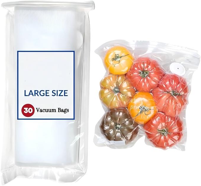 30-Pack Reusable Vacuum Food Bags (12x13") - BPA-Free, Leak-Proof, Freezer Safe
