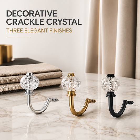 Set of 2 Silver Crystal Curtain Holdback Hooks for Wall Mounting