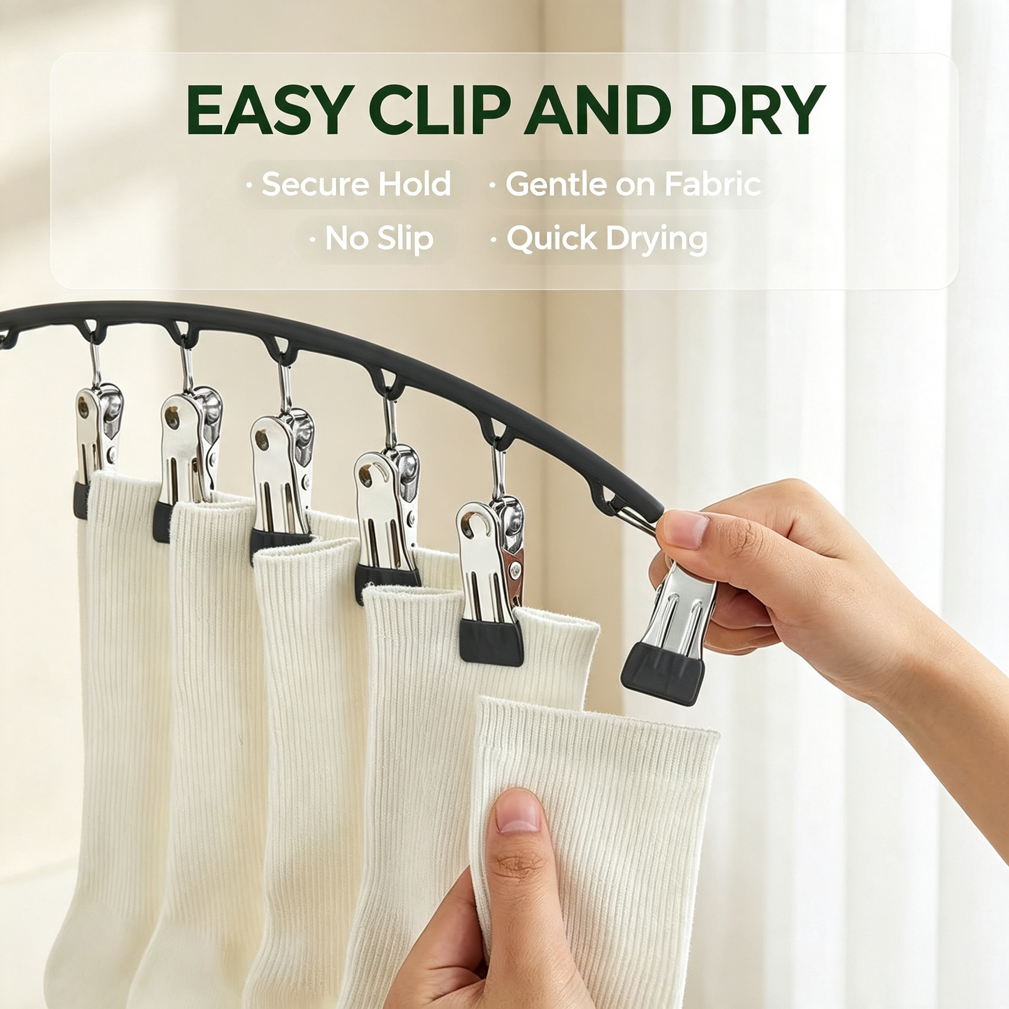 Sock Clip Hanger with 12 Clips