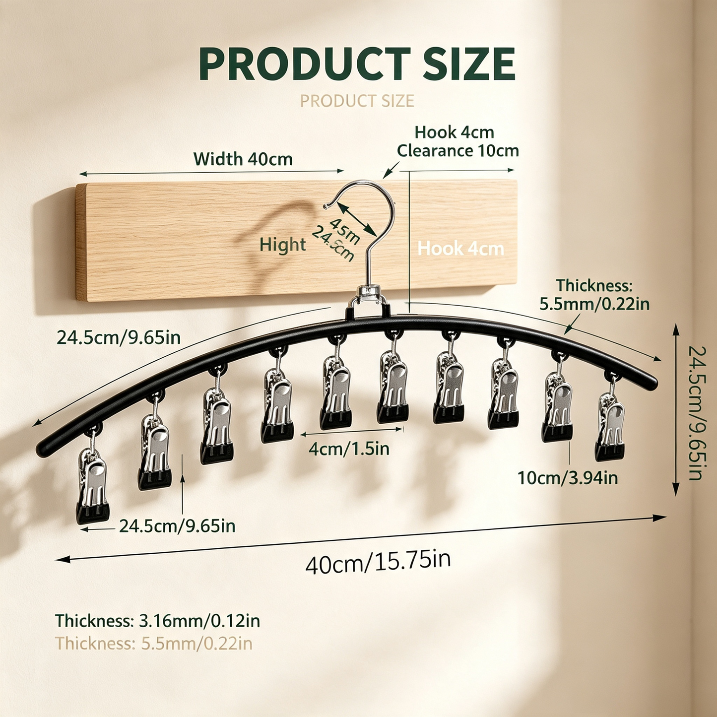 Sock Clip Hanger with 12 Clips