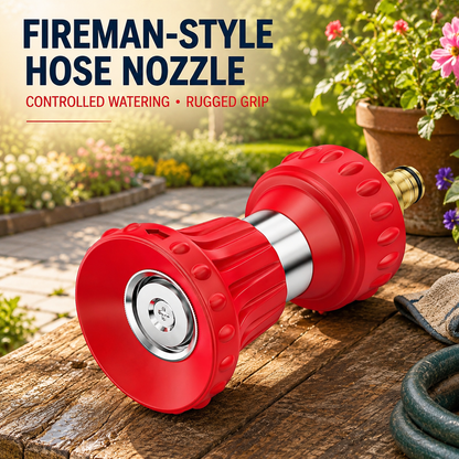 Fireman Style Garden Hose Nozzle with Two Adjustable Spray Modes