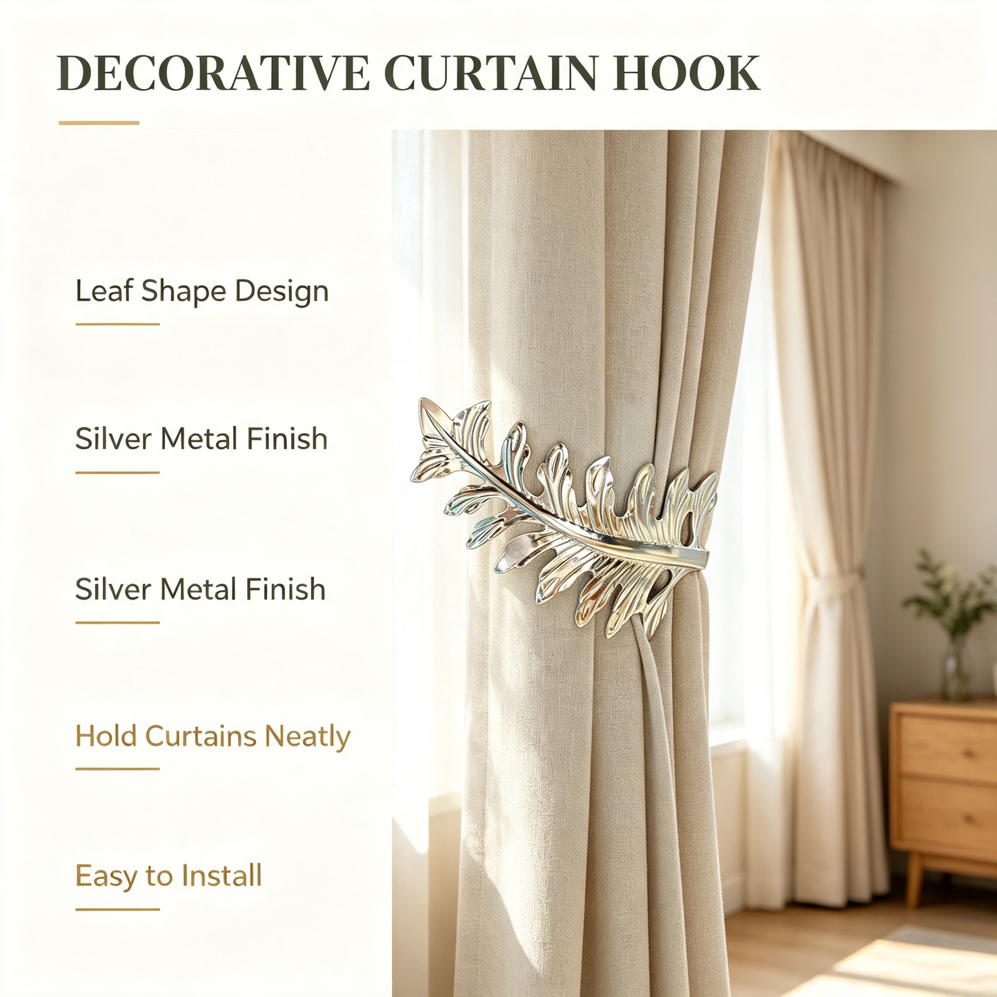 Leaf Shaped Curtain Hook Set