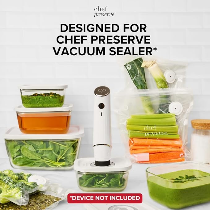 6x Large Glass Vacuum Food Containers - For Handheld Sealers