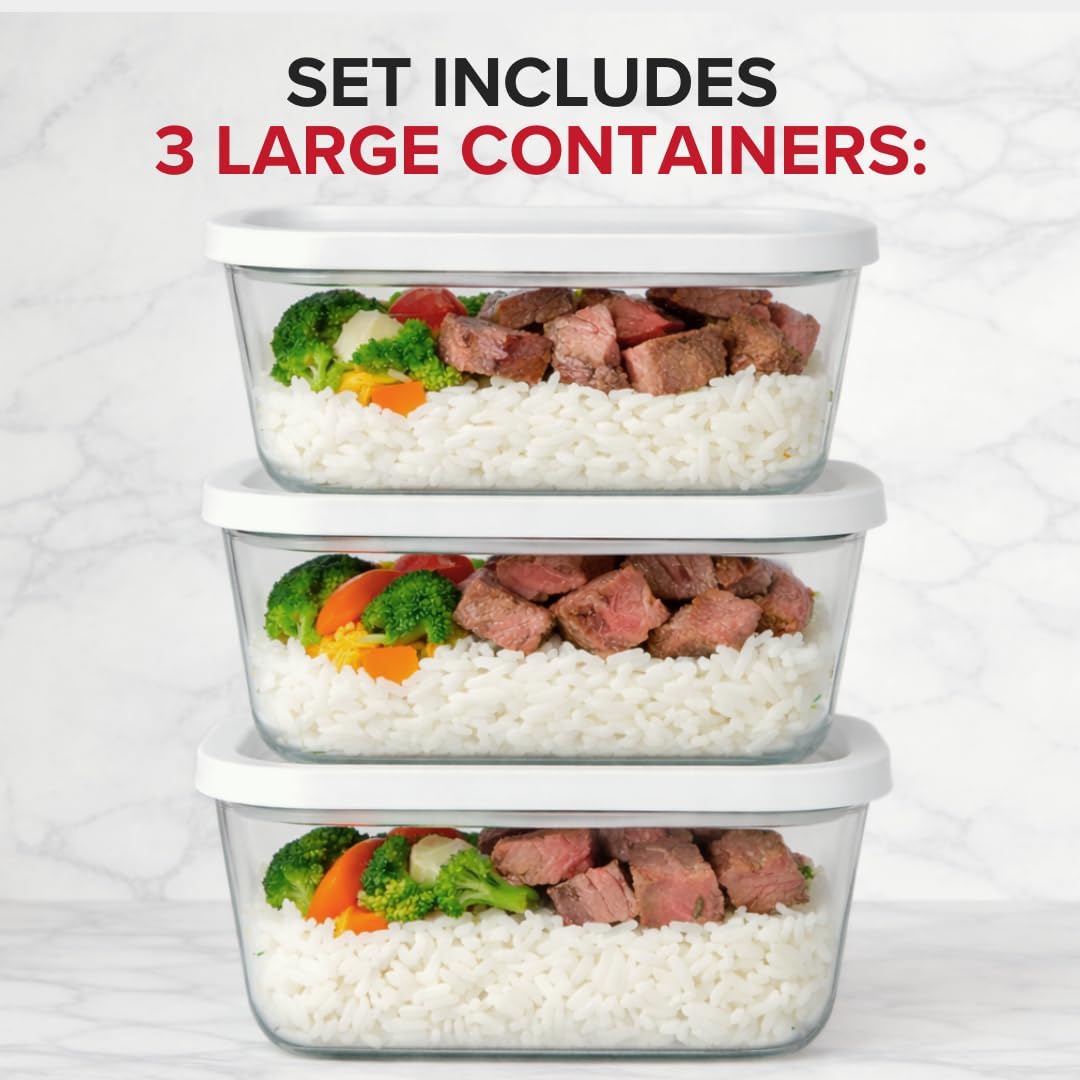 6x Large Glass Vacuum Food Containers - For Handheld Sealers