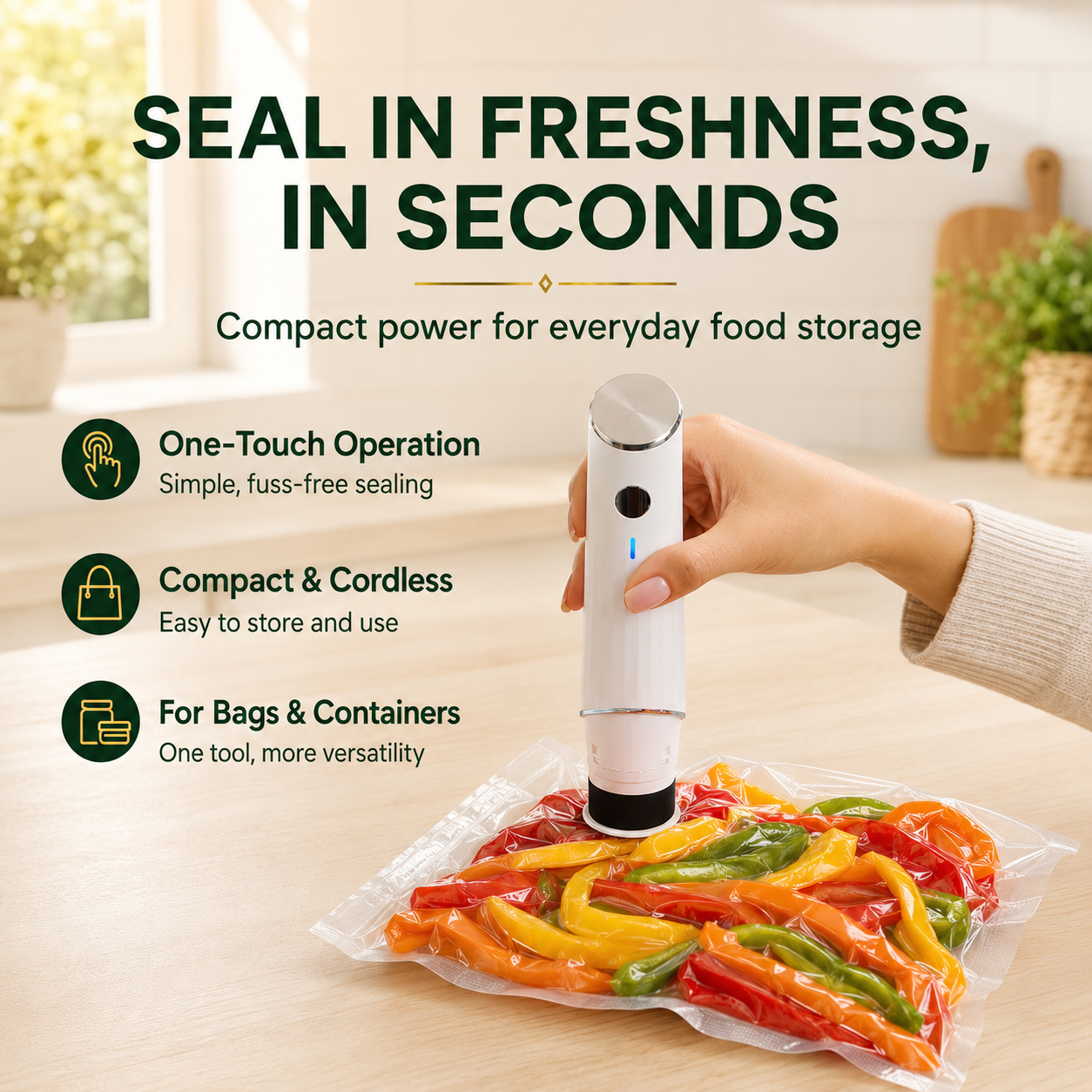 MiroCasa™ Portable Vacuum Food Sealer Bundle | Keeps Food Fresh 5x Longer