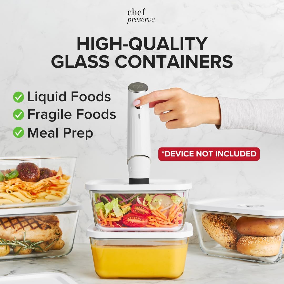6x Large Glass Vacuum Food Containers - For Handheld Sealers