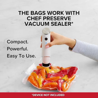 30-Pack Reusable Vacuum Food Bags (12x13") - BPA-Free, Leak-Proof, Freezer Safe