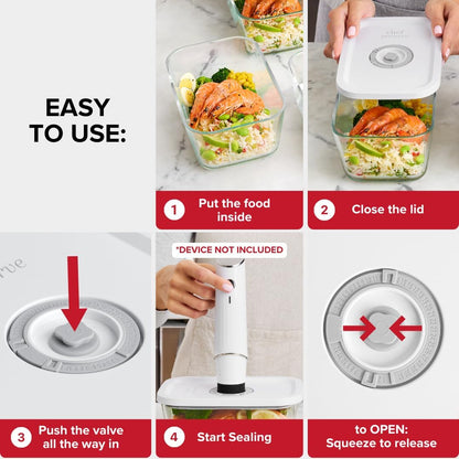 6x Large Glass Vacuum Food Containers - For Handheld Sealers