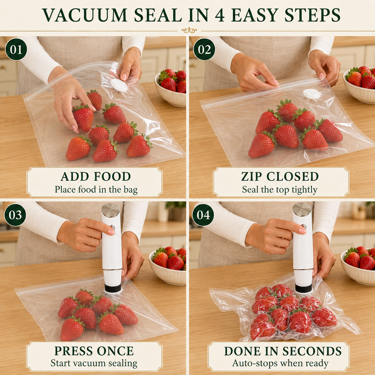 MiroCasa™ Portable Vacuum Food Sealer Bundle | Keeps Food Fresh 5x Longer
