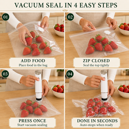 MiroCasa™ Portable Vacuum Food Sealer Bundle | Keeps Food Fresh 5x Longer